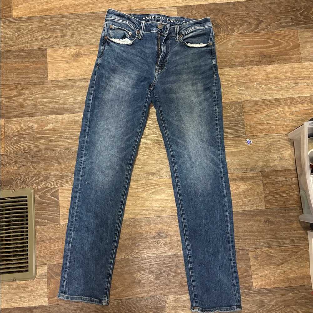 American Eagle Outfitters Men's Dark Blue Straight Jeans